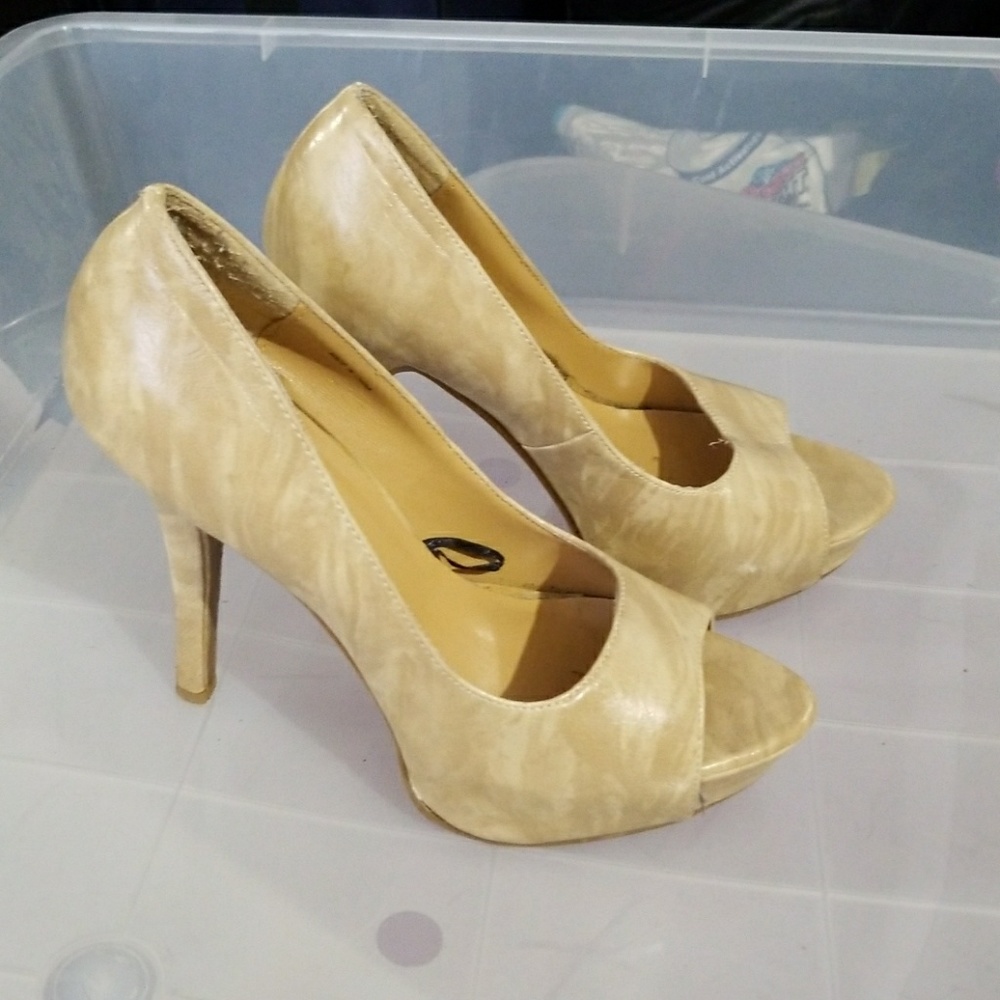 Nude 5inch open toe heels